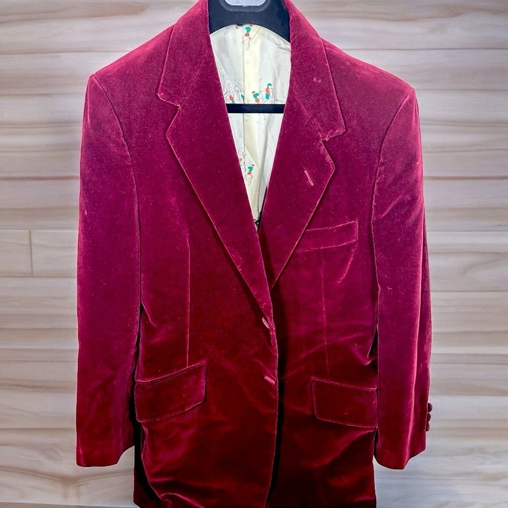 Velvet Blazer in Rich Burgundy